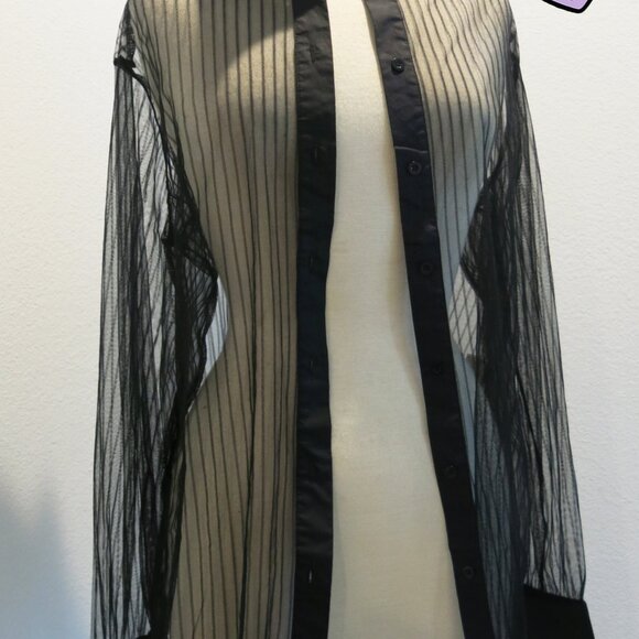 1XL Edgy pin stripe sheer button up shirt - Picture 7 of 8